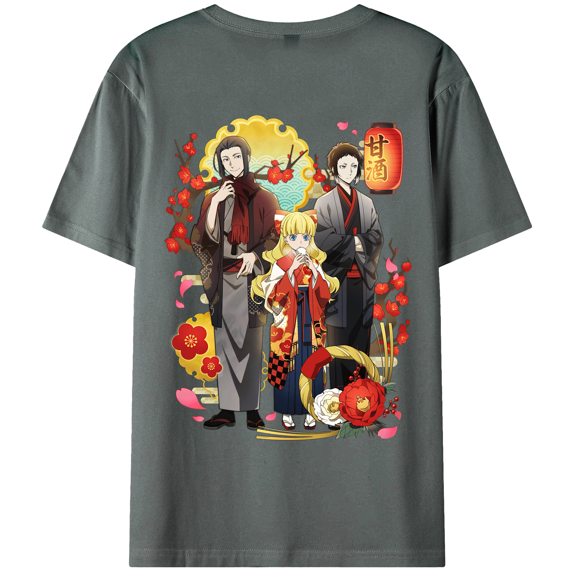 （画像用） 文豪ストレイドッグス Bungo Stray Dogs 綿100％ メンズ半袖Tシャツ（バックプリント） 通気性